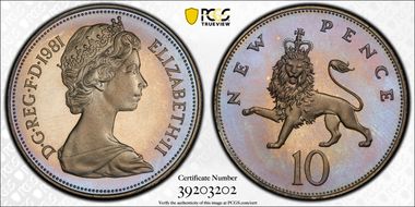 1981 10p S-F1 New Pence PR67CAM