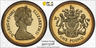 1983 £1 S-J1 Ensigns Armorial PR68DCAM