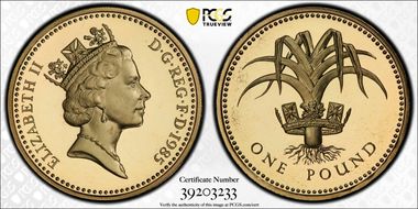 1985 £1 S-J3 Welsh Design PR68DCAM
