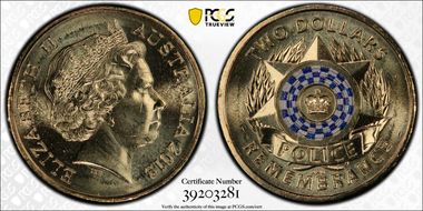 2019 $2 Police Remembrance Colorized MS67