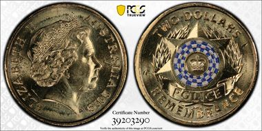 2019 $2 Police Remembrance Colorized MS66