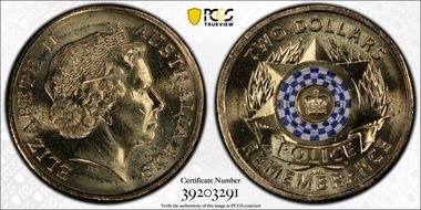2019 $2 Police Remembrance Colorized MS66