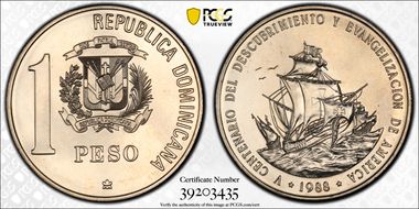 1988(c) Peso Discovery & Evangelization Cu-Ni MS68