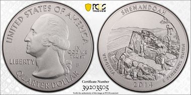 2014-P 25C Shenandoah NP 5 oz Silver SP70