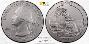 2014-P 25C Arches NP 5 oz Silver SP70