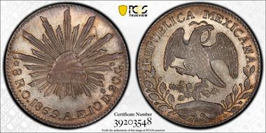 1869-O AE 8 R Oa17 Ornate 6 MS63