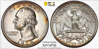 1938 25C PR67+