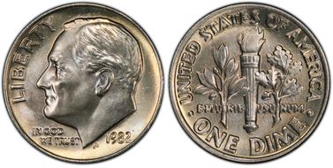 1982 10C No Mintmark - Strong MS67FB