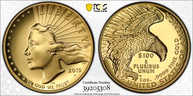 2019-W $100 High Relief Enhanced .9999 Fine SP70PL