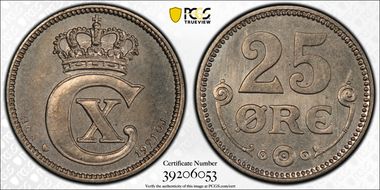 1921 HCN GJ 25 Øre MS65