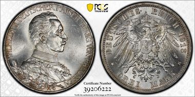 1913-A 3 Mk 25th Year J-112 MS63