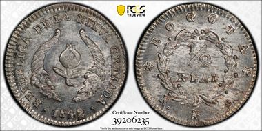 1842 RS 1/2 R Restrepo-177.7 Bogota MS65