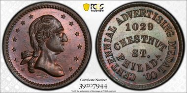 (c.1875) Token GW-657 Cu Centennial Advertising MS65BN
