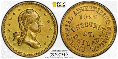 (c.1875) Token GW-657 Brass Centennial Advertising MS65