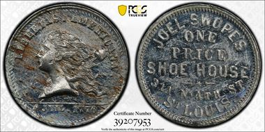 (1876) Token Mo-Sl 33 White Metal Joel Swope's MS62