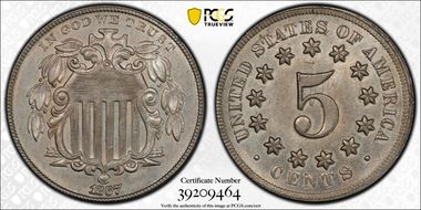 1867 5C No Rays O/R Die Clash  FS-1402/1901 MS64