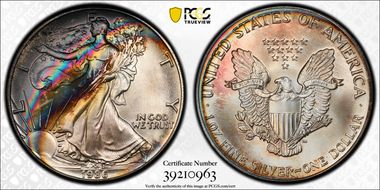 1986 $1 Silver Eagle MS67+ 