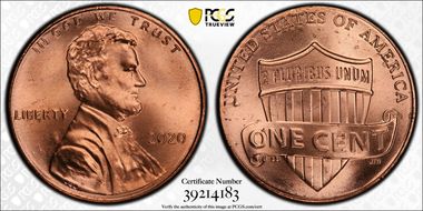 2020 1C Shield Early Find MS65+ RD