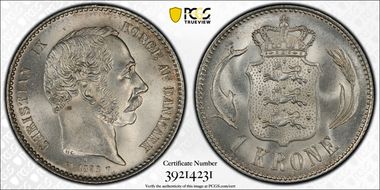 1892-CS Krone Christian IX KM-797  Ag MS66
