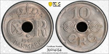 1946 N GJ 10 Øre MS65