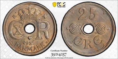 1925 HCN GJ 25 Øre MS64