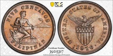 1916-S 5C MS66