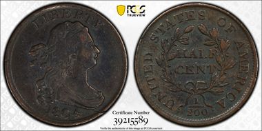 1804 1/2C Plain 4, No Stems XF40BN