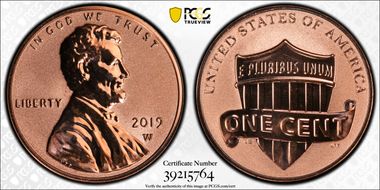 2019-W 1C Shield - Reverse Proof PR69RD