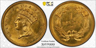 1863 G$1 MS64