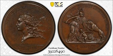 1783 AE Medal Betts-615, Libertas Americana MS63BN