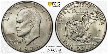 1974-S $1 Silver MS66