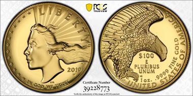 2019-W $100 High Relief Enhanced .9999 Fine SP69DMPL