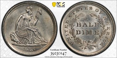 1837 H10C Seated, Large Date MS63