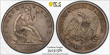 1855-S 50C Arrows XF45