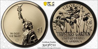 2019-S $1 American Innovation GA Rev PR Trustees' Garden First Day of Issue PR70