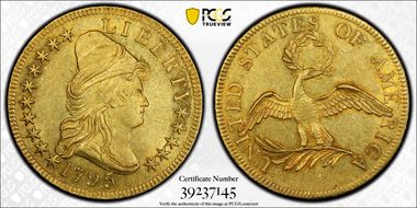 1795 $10 13 Leaves AU58+ 