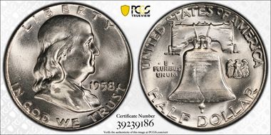 1958 50C FS-402 Obverse Die Clash MS65