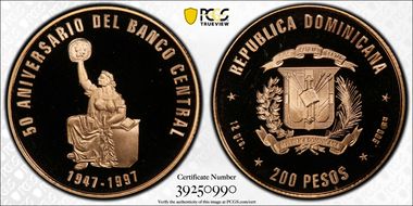 1997 200 P 50th Ann. Central Bank PR69DCAM