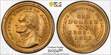1903 G$1 LA Purchase, Jefferson MS67+