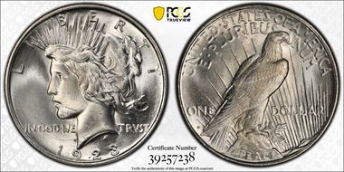 1923-D $1 VAM 1H, "Ponytail" MS65+