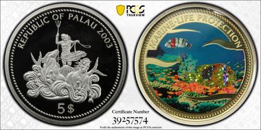 2003 $5 KM-104 Two Glitter Fish PR67DCAM