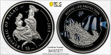 2015 $5 Whitetail Damselfish Marine Life Protection PR70DCAM