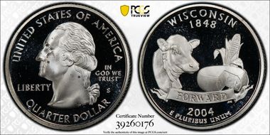 2004-S 25C Wisconsin Silver PR69DCAM