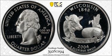 2004-S 25C Wisconsin Silver PR69DCAM