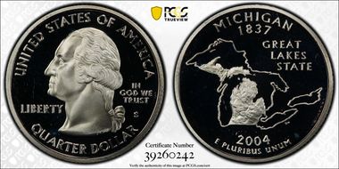 2004-S 25C Michigan Silver PR69DCAM