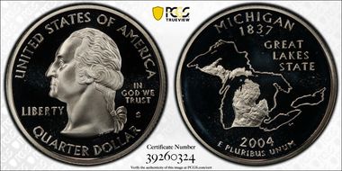 2004-S 25C Michigan Silver PR69DCAM