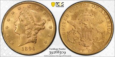 1894-S $20 MS63+