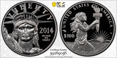 2014-W $100 Statue of Liberty PR70DCAM