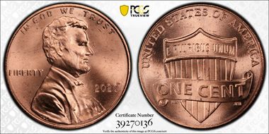 2020 1C Shield Early Find MS66RD