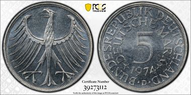 1974-D 5 Mk Regular Issue MS67